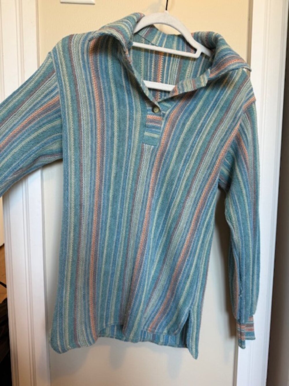 Knit Pinstriped Collared Sweater